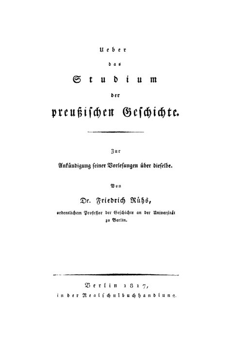 Cover image for book Ueber das Studium der preußischen Geschichte