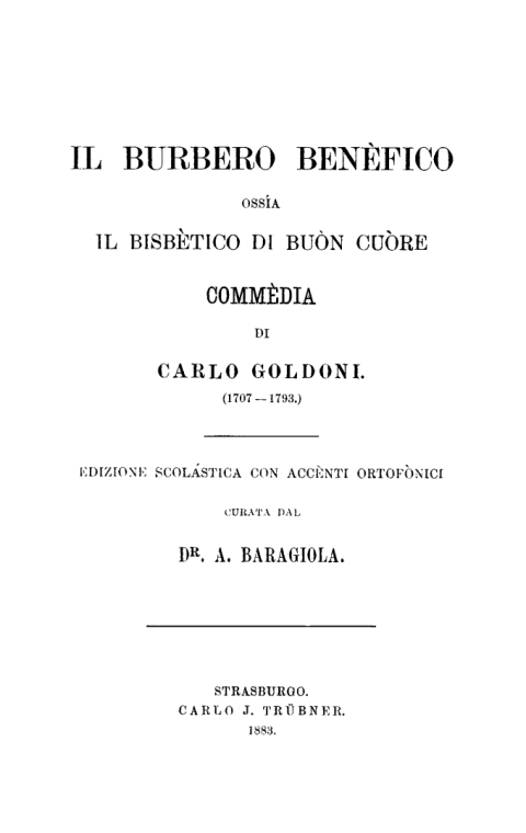 Cover image for book Il Búrbero Benèfico ossía il bisbético di buòn cuòre