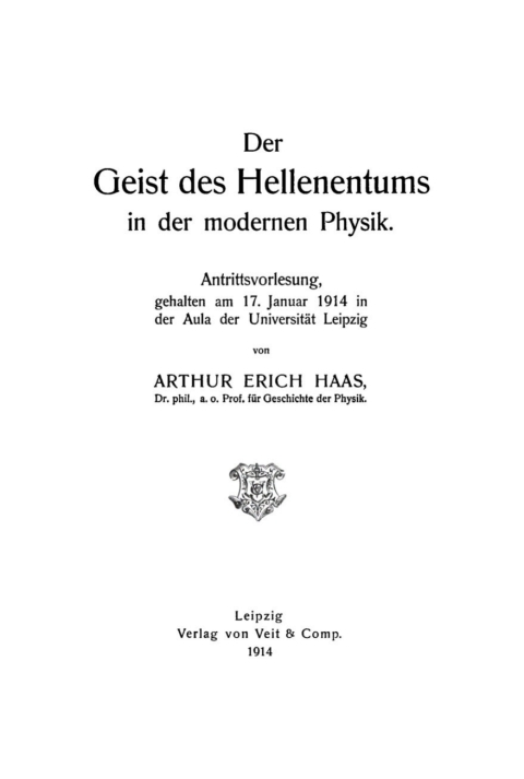 Cover image for book Der Geist des Hellenentums in der modernen Physik