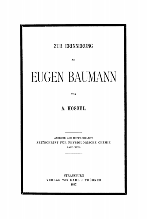 Cover image for book Zur Erinnerung an Eugen Baumann