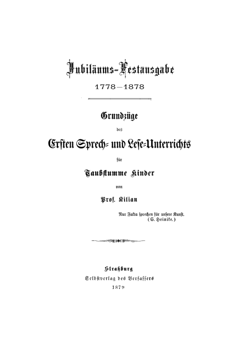 Cover image for book Grundzüge des ersten Sprech- und Lese-Unterrichts für taubstumme Kinder