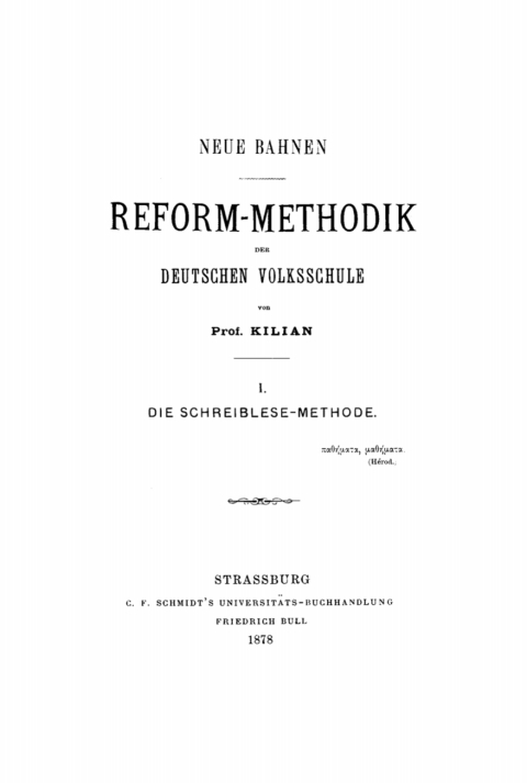 Cover image for book Reform-Methodik der deutschen Volksschule, 1. Die schreiblese-Methode