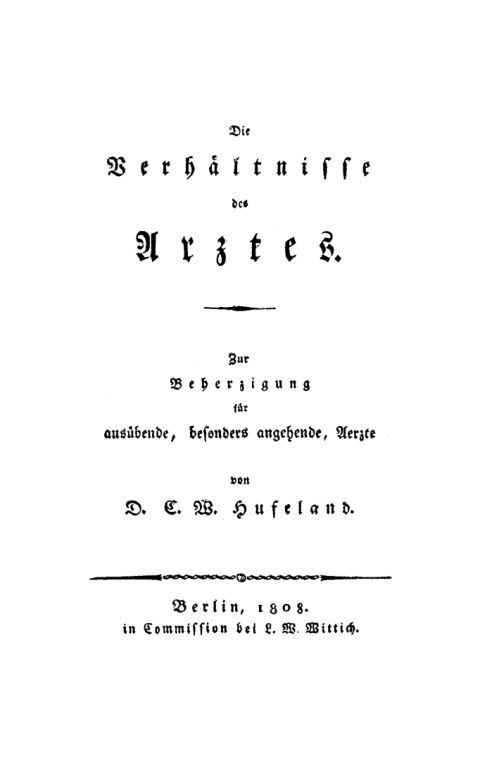 Cover image for book Die Verhältnisse des Arztes