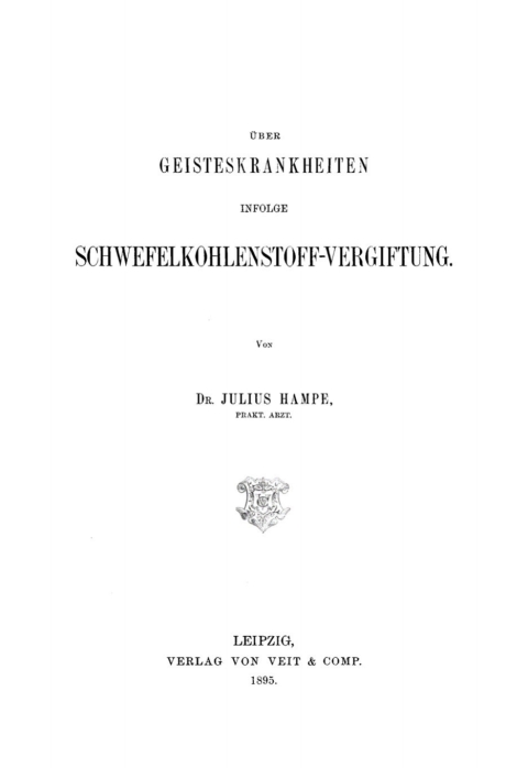 Cover image for book Über Geisteskrankheiten infolge Schwefelkohlenstoff-Vergiftung
