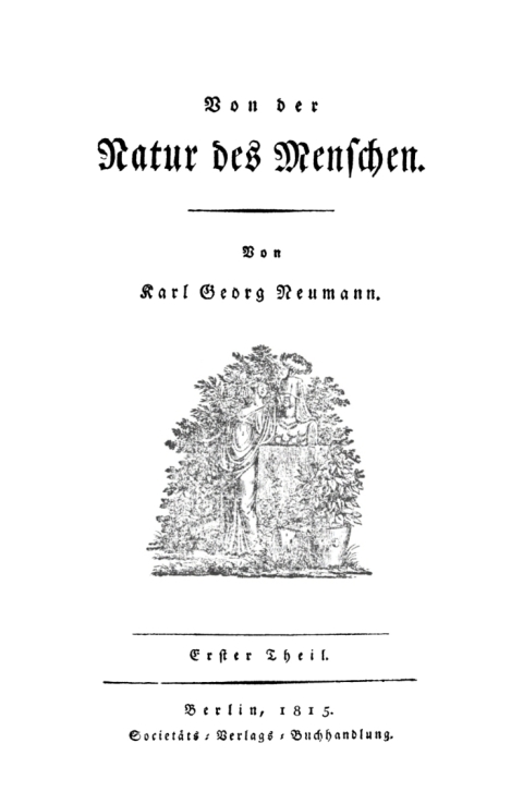 Cover image for book Carl Georg Neumann: Von der Natur des Menschen. Teil 1