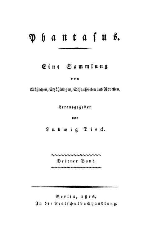 Cover image for book Ludwig Tieck: Phantasus. Band 3