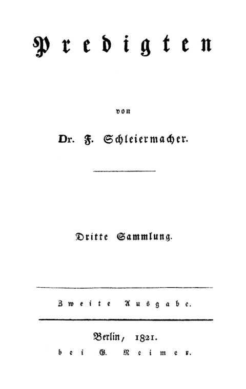Cover image for book F. Schleiermacher: Predigten. Sammlung 3