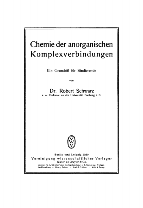 Cover image for book Chemie der anorganischen Komplexverbindungen