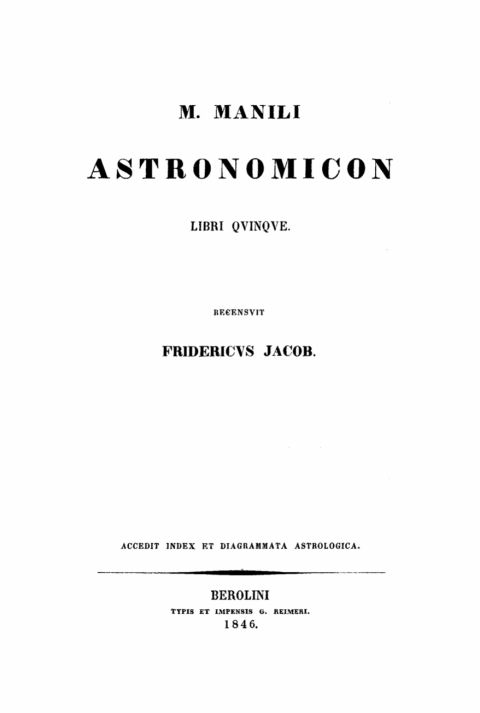 M. Manili Astronomicon libri quinque 