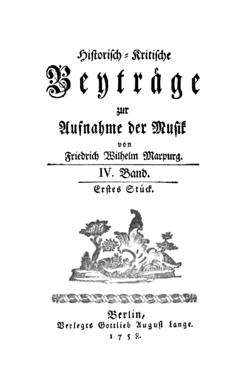 Cover image for book Friedrich Wilhelm Marpurg: Historisch-kritische Beyträge zur Aufnahme der Musik. Band 4