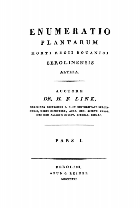 Cover image for book Heinrich Friedrich Link: Enumeratio Plantarum Horti Regii Botanici Berolinensis. Pars 1