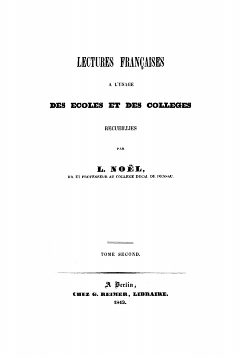 Cover image for book L. Noël: Lectures françaises à l’usage des écoles et des colléges. Tome 2