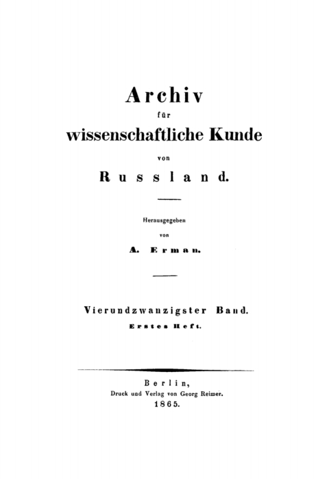 Cover image for book Archiv für wissenschaftliche Kunde von Russland. Band 24