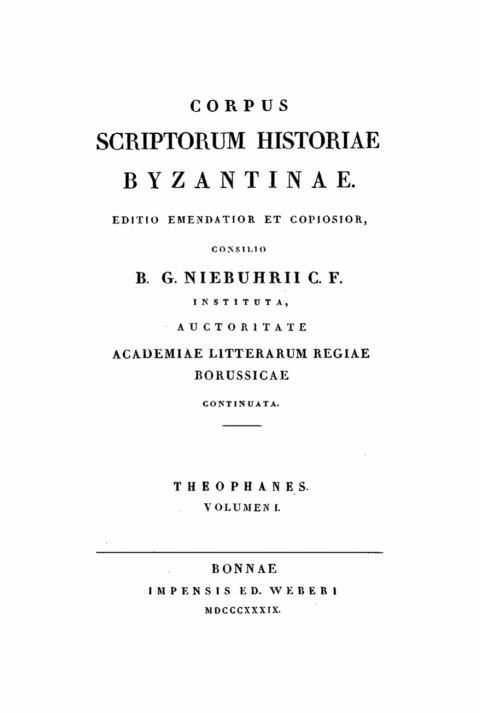 Cover image for book Corpus scriptorum historiae Byzantinae. Theophanis Chronographia. Volumen 1
