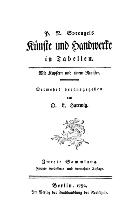 Cover image for book P. N. Sprengel: P. N. Sprengels Künste und Handwerke in Tabellen. Sammlung 2