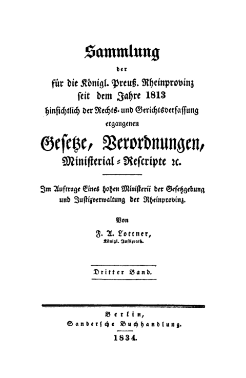 Cover image for book Sammlung der für die Königlich Preussische Rhein-Provinz seit dem Jahre 1813. Band 3