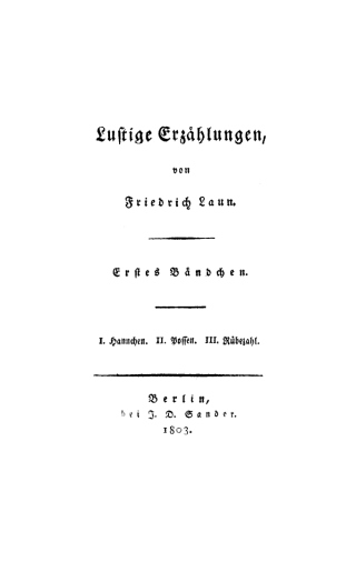 Friedrich Laun: Lustige Erzählungen. Bändchen 1