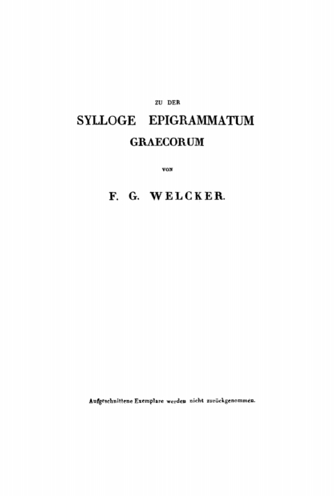Cover image for book Zu der Sylloge Epigrammatum Graecorum