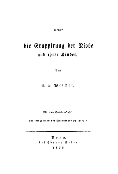 Cover image for book Ueber die Gruppirung der Niobe und ihrer Kinder