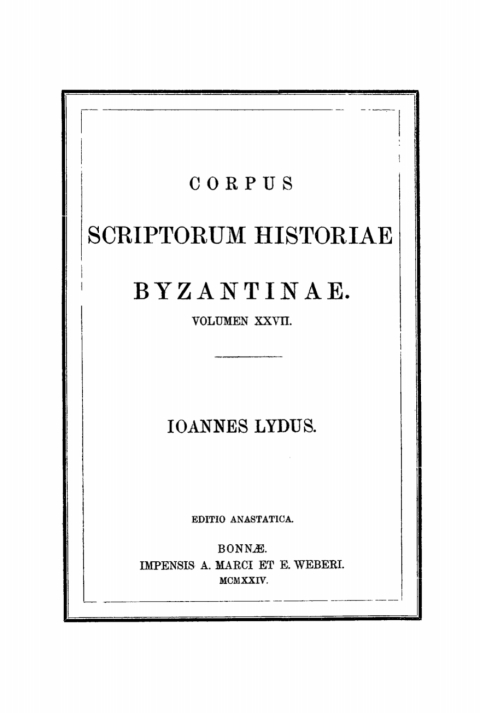 Cover image for book Ioannes Lydus