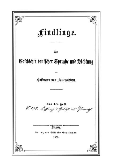 Cover image for book August Heinrich Hoffmann von Fallersleben: Findlinge zur Geschichte deutscher Sprache und Dichtung. Heft 2