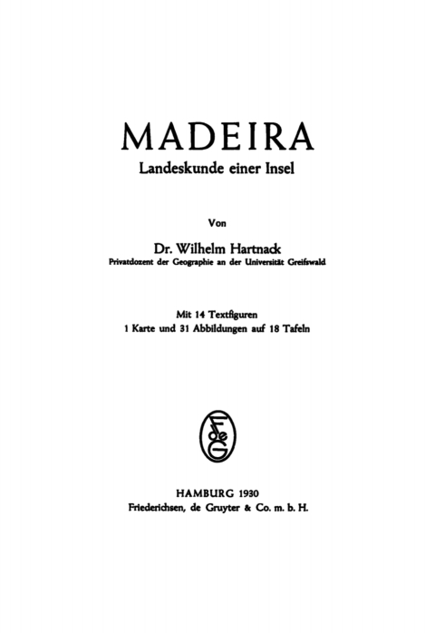 Cover image for book Madeira – Landeskunde einer Insel