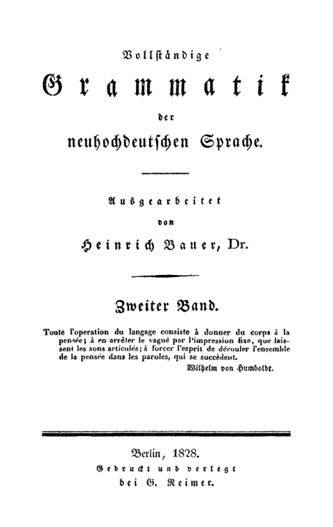 Cover image for book Heinrich Bauer: Vollständige Grammatik der neuhochdeutschen Sprache. Band 2