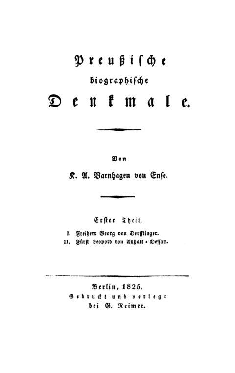 Cover image for book I. Freiherr Georg von Derssliger. II. Fürst Leopold von Anhalt – Dessau