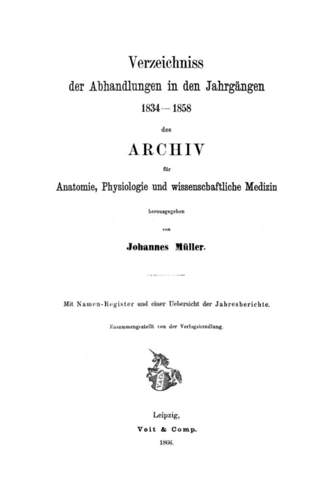 Cover image for book Verzeichniss der Abhandlungen in den Jahrgängen 1834–1858 des Archiv für Anatomie, Physiologie und wissenschaftliche Medizin