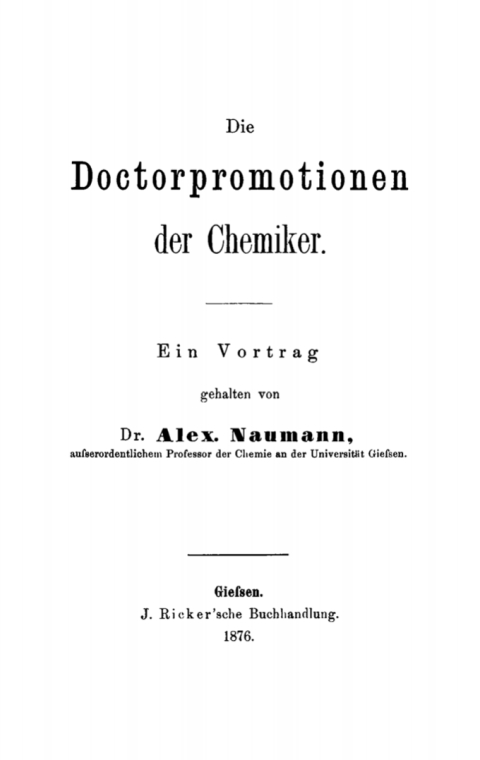Cover image for book Die Doctorpromotionen der Chemiker