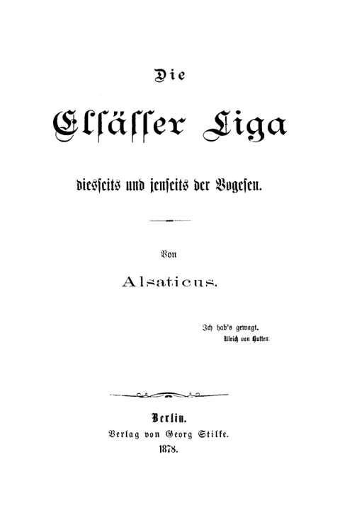 Cover image for book Die Elsässer Liga diesseits und jenseits der Vogesen