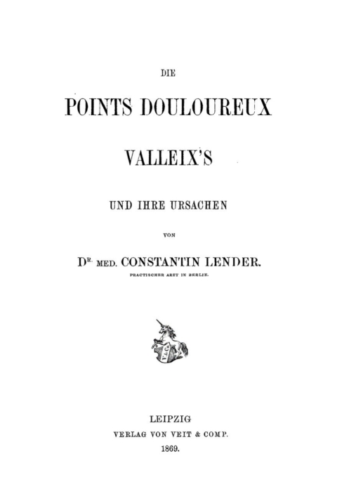Cover image for book Die Points Douloureux Valleix’s und ihre Ursachen