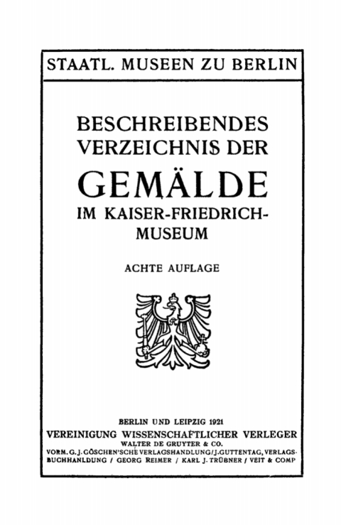 Cover image for book Beschreibendes Verzeichnis der Gemälde im Kaiser-Friedrich-Museum