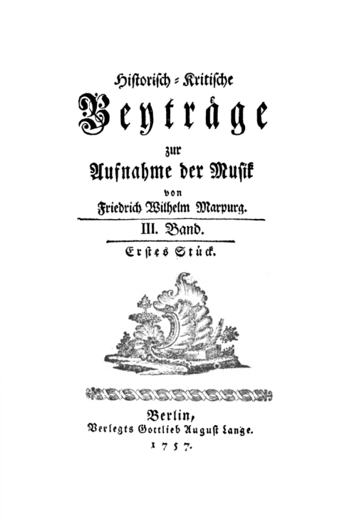 Cover image for book Friedrich Wilhelm Marpurg: Historisch-kritische Beyträge zur Aufnahme der Musik. Band 3
