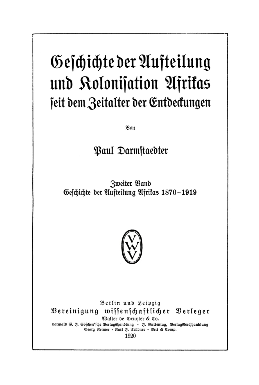 Page Fidelity Geschichte der Aufteilung Afrikas 1870–1919; $148.73