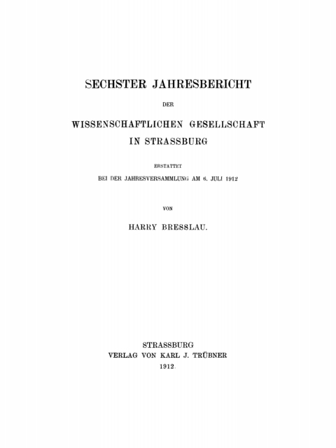 Cover image for book Sechster Jahresbericht der Wissenschaftlichen Gesellschaft in Strassburg