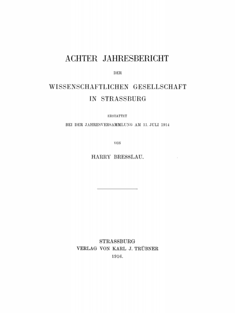 Cover image for book Achter Jahresbericht der Wissenschaftlichen Gesellschaft in Strassburg