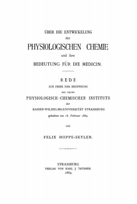 Cover image for book Über die Entwickelung der physiologischen Chemie und ihre Bedeutung für die Medicin