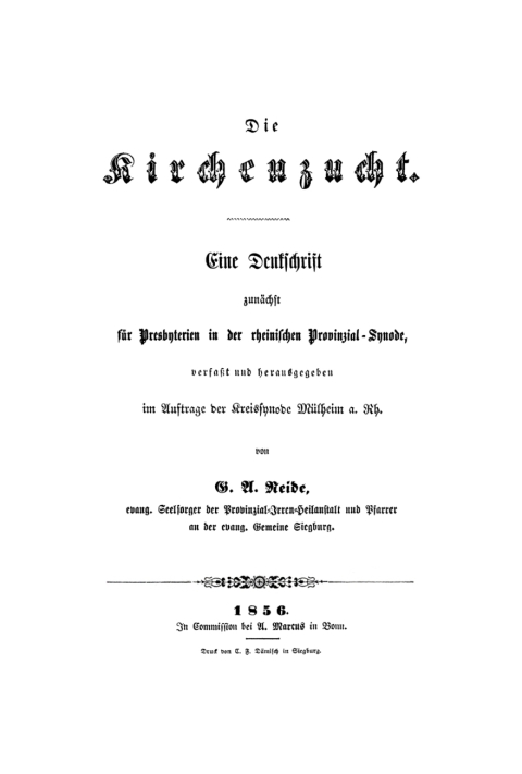 Cover image for book Die Kirchenzucht
