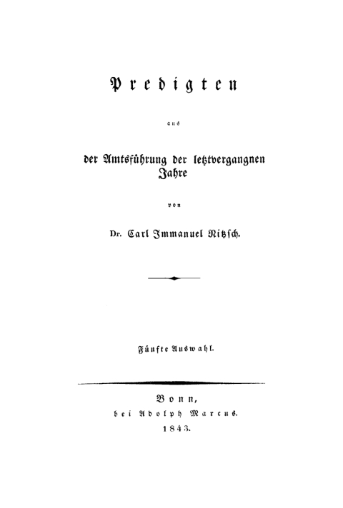 Cover image for book Carl Immanuel Nitzsch: Predigten aus der Amtsführung der letztvergangnen Jahre. Auswahl 5