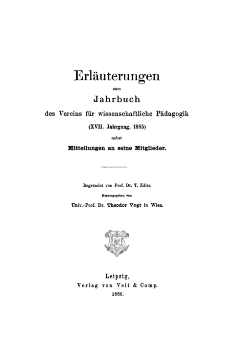 Cover image for book Jahrbuch des Vereins für Wissenschaftliche Pädagogik. Erläuterungen. 17/1885