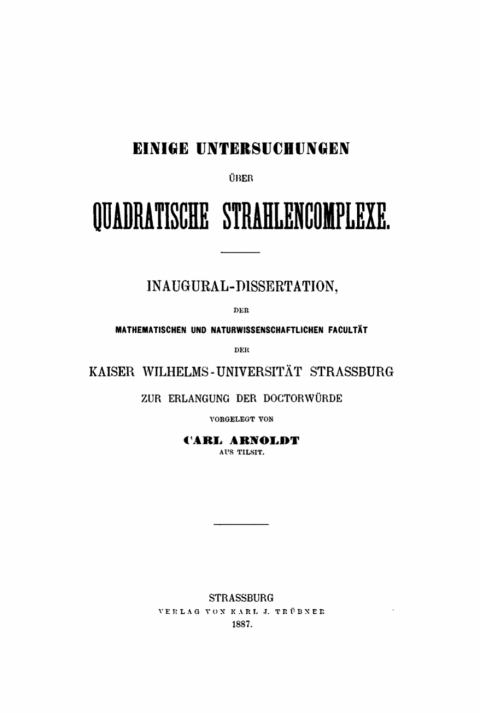 Cover image for book Einige Untersuchungen über quadratische Strahlencomplexe