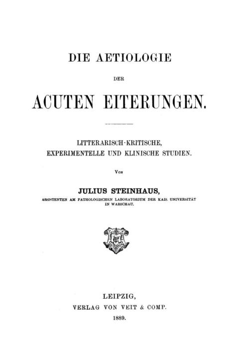Cover image for book Die Aetiologie der acuten Eiterungen