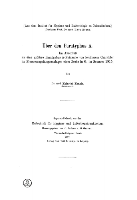 Cover image for book Über den Paratyphus A.