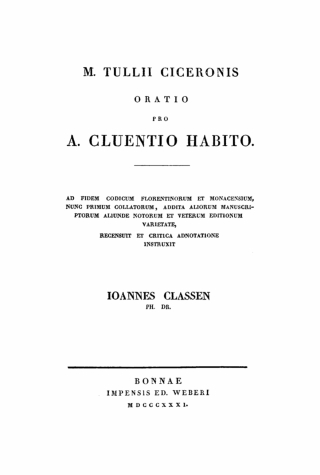 M. Tullii Ciceronis Oratio pro A. Cluentio Habito