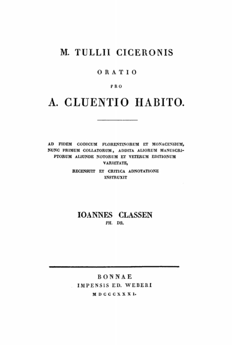 Cover image for book M. Tullii Ciceronis Oratio pro A. Cluentio Habito