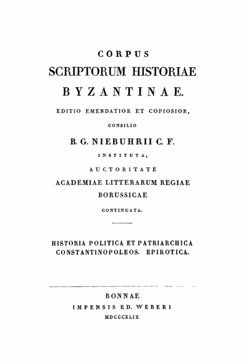 Cover image for book Historia politica et patriarchica Constantinopoleos. Epirotica