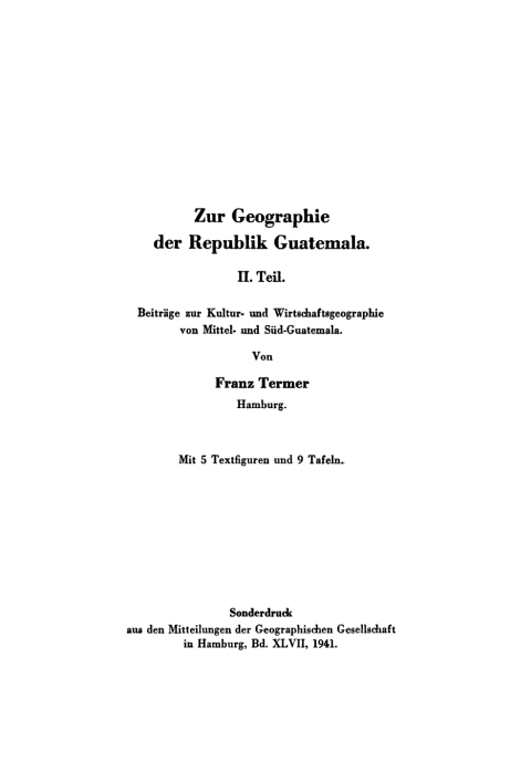 Cover image for book Beiträge zur Kultur- und Wirtschaftsgeographie von Mittel- und Süd-Guatemala