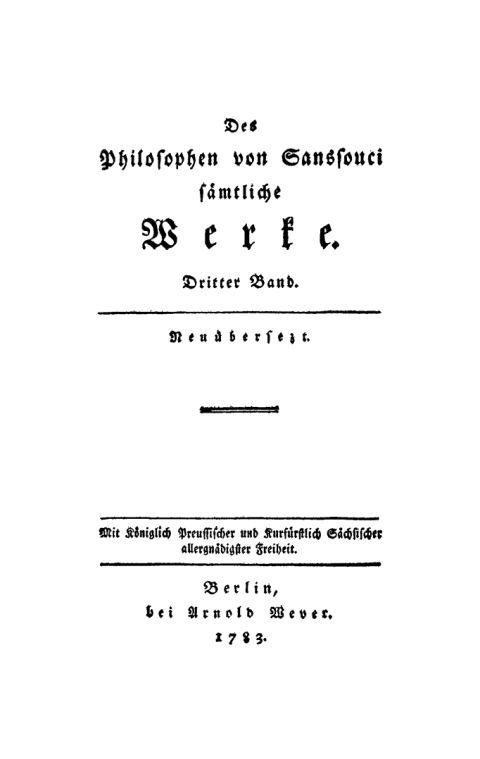 Cover image for book Friedrich II, König von Preussen: Des Philosophen von Sanssouci sämtliche Werke. Band 3