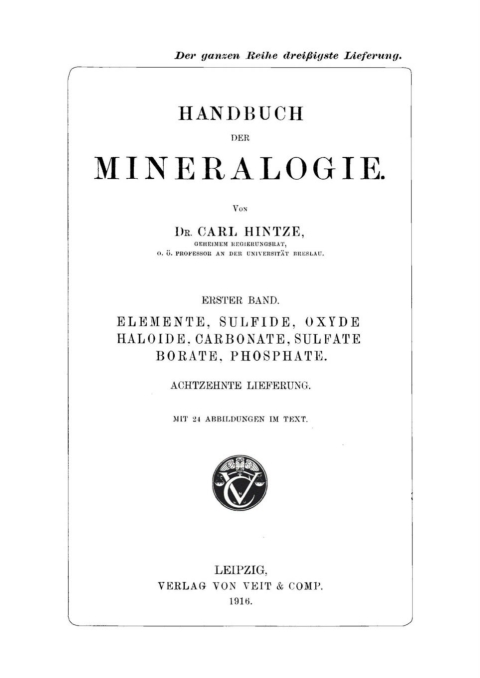Cover image for book Elemente, Sulfide, Oxyde, Haloide, Carbonate, Sulfate, Borate, Phosphate